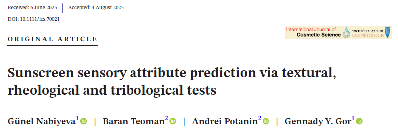 Sunscreen sensory attribute prediction paper